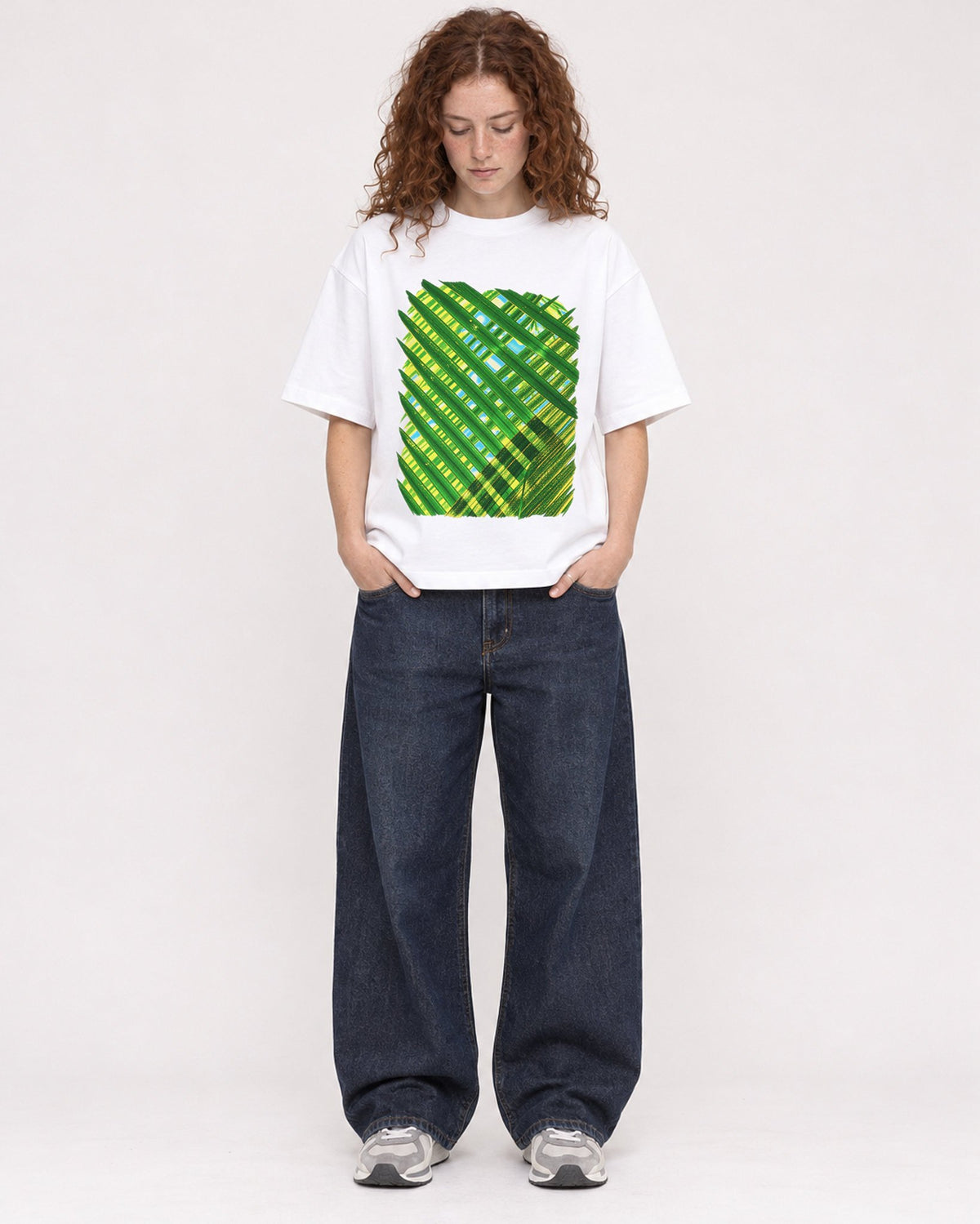 Mockup Boxy Heavyweight Tee White female full-body 09