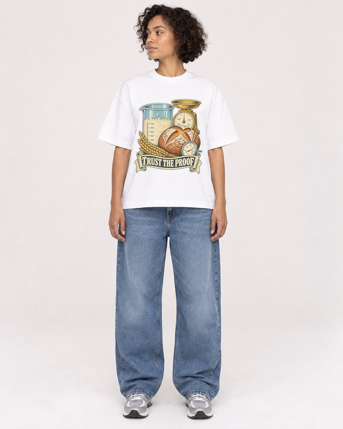 Mockup Boxy Heavyweight Tee White female full-body 40