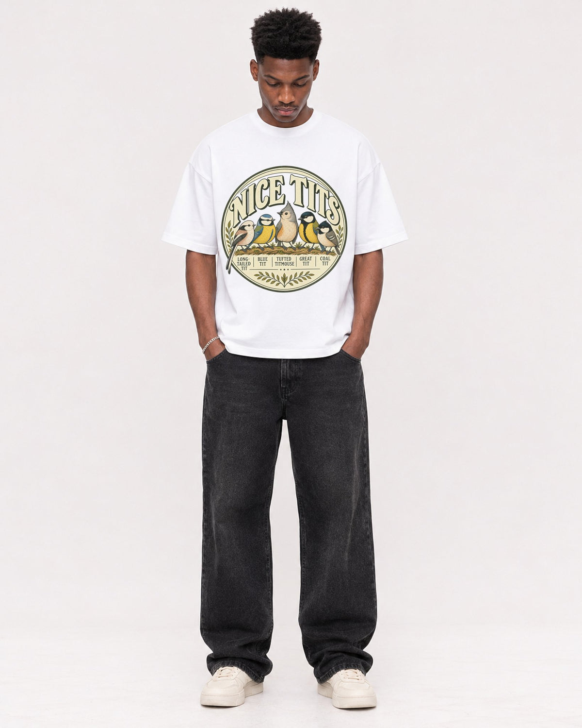 Mockup Boxy Heavyweight Tee White male full-body 15