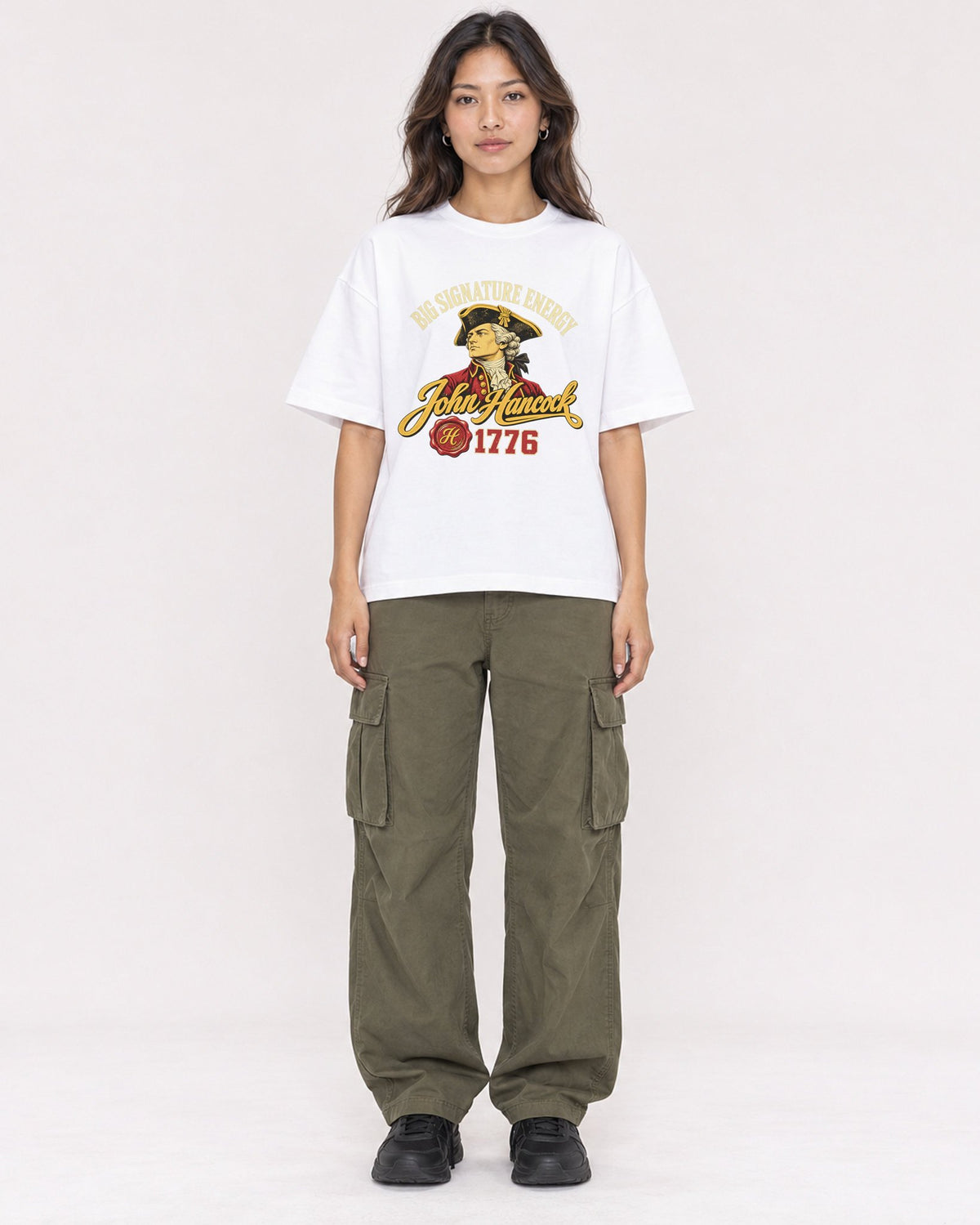 Mockup Boxy Heavyweight Tee White female full-body 02