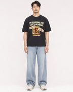 Mockup Boxy Heavyweight Tee Black male full-body 13