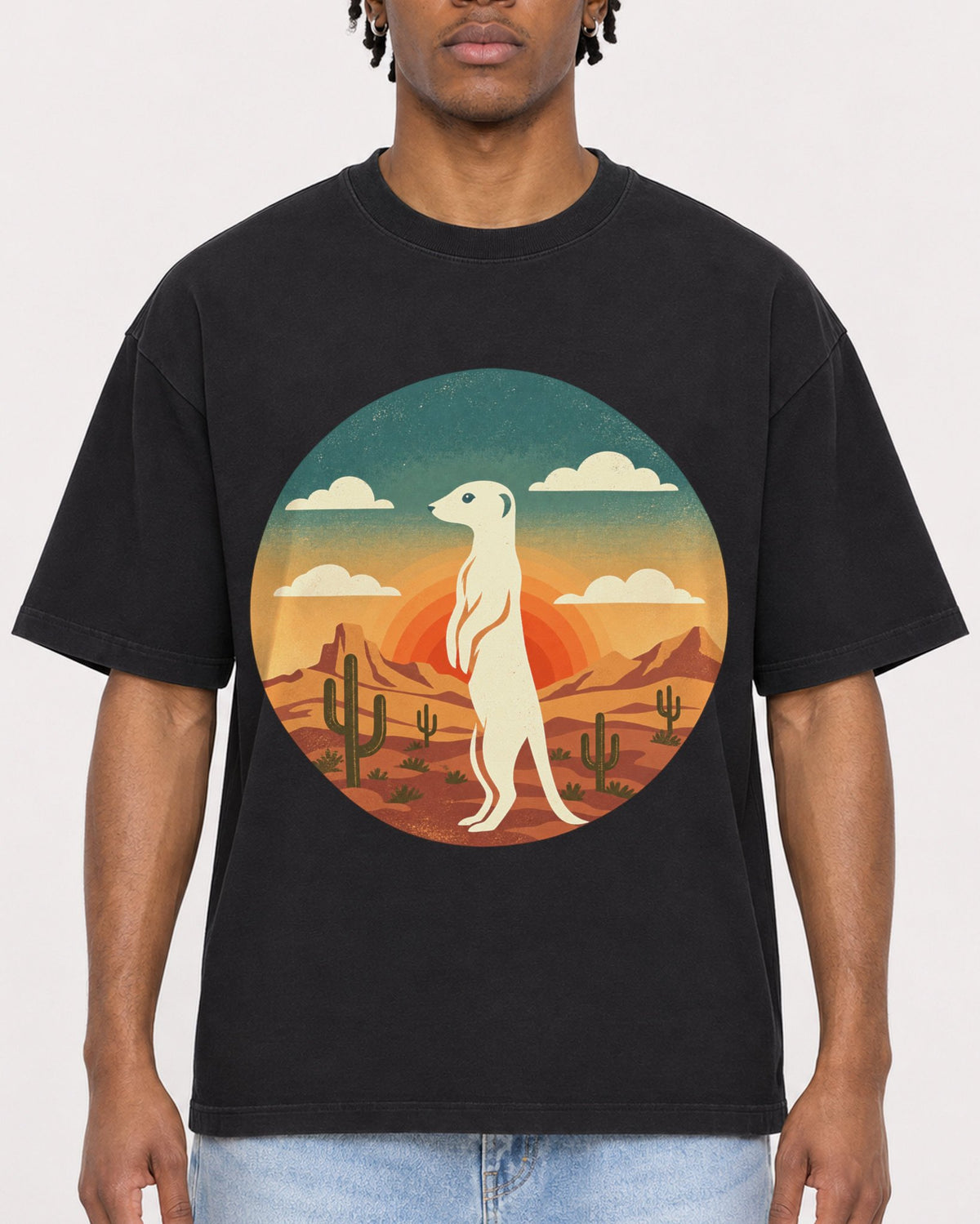 Mockup Boxy Heavyweight Tee Black male close-up 05