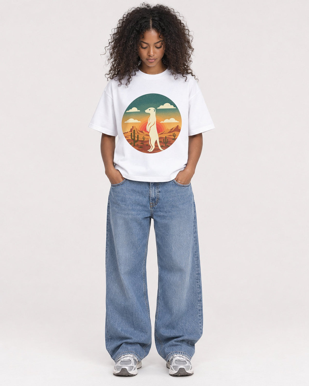 Mockup Boxy Heavyweight Tee White female full-body 05