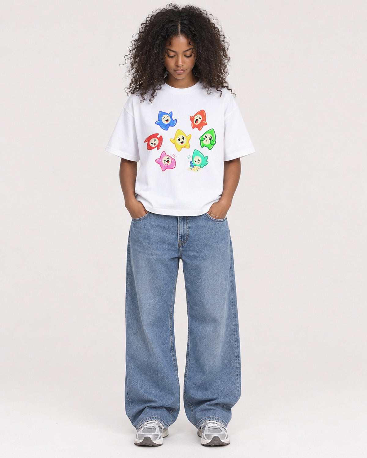 Mockup Boxy Heavyweight Tee White female full-body 05