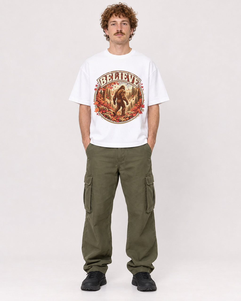 Mockup Boxy Heavyweight Tee White male full-body 09