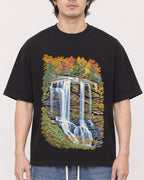 Mockup Boxy Heavyweight Tee Black male close-up 03