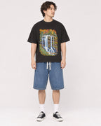 Mockup Boxy Heavyweight Tee Black male full-body 03