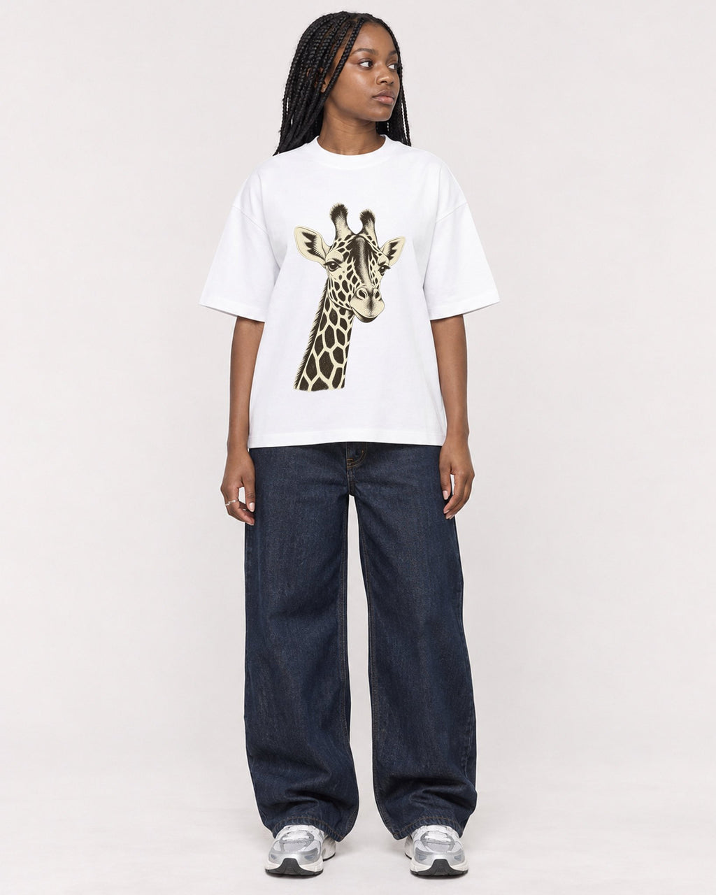Mockup Boxy Heavyweight Tee White female full-body 04