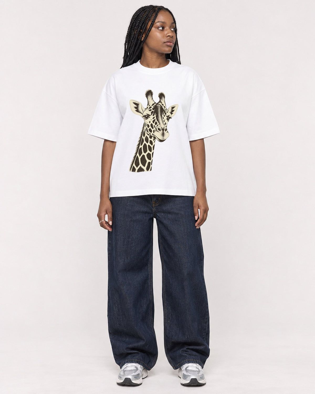 Mockup Boxy Heavyweight Tee White female full-body 04