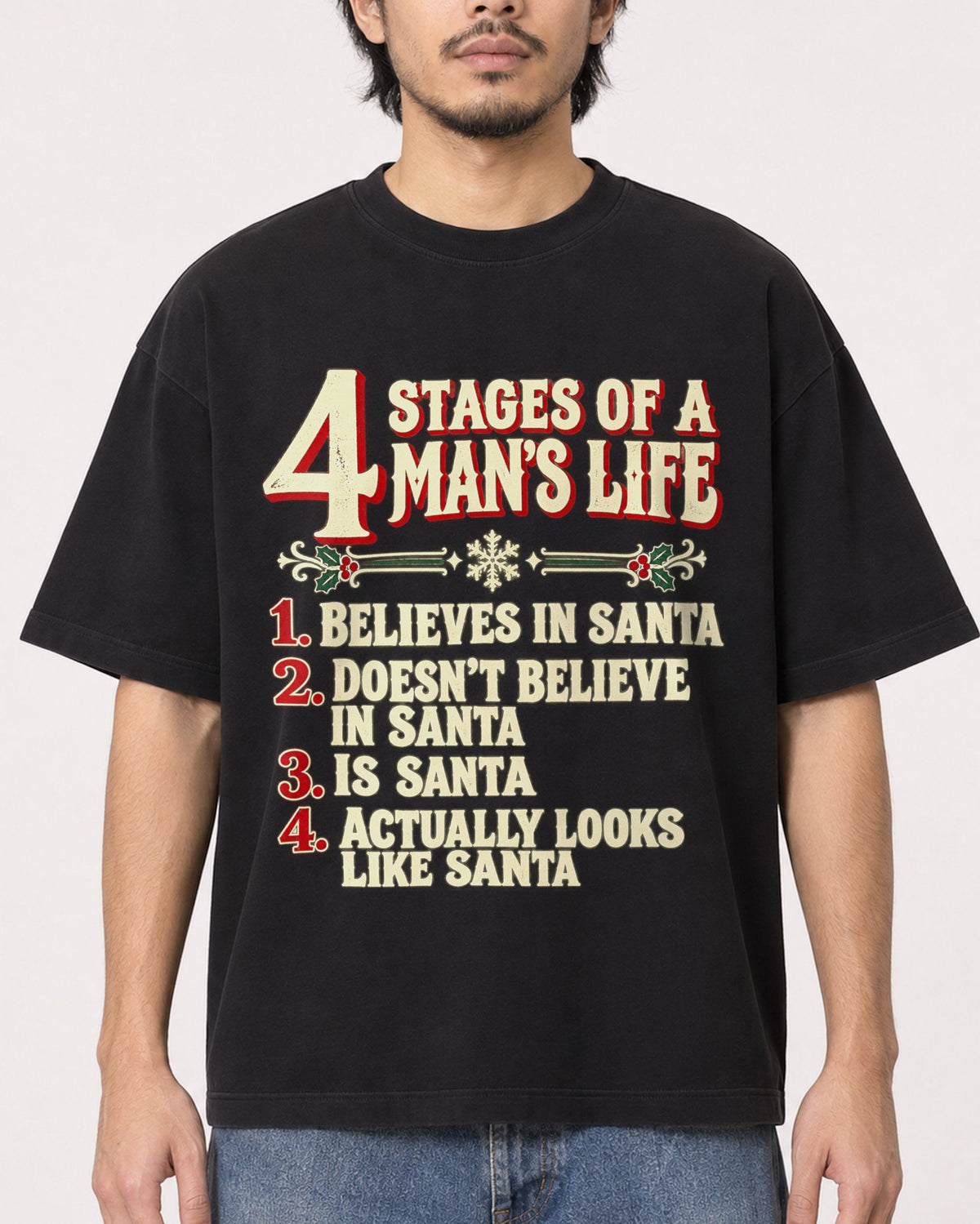 Mockup Boxy Heavyweight Tee Black male close-up 22