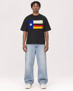 Mockup Boxy Heavyweight Tee Black male full-body 05
