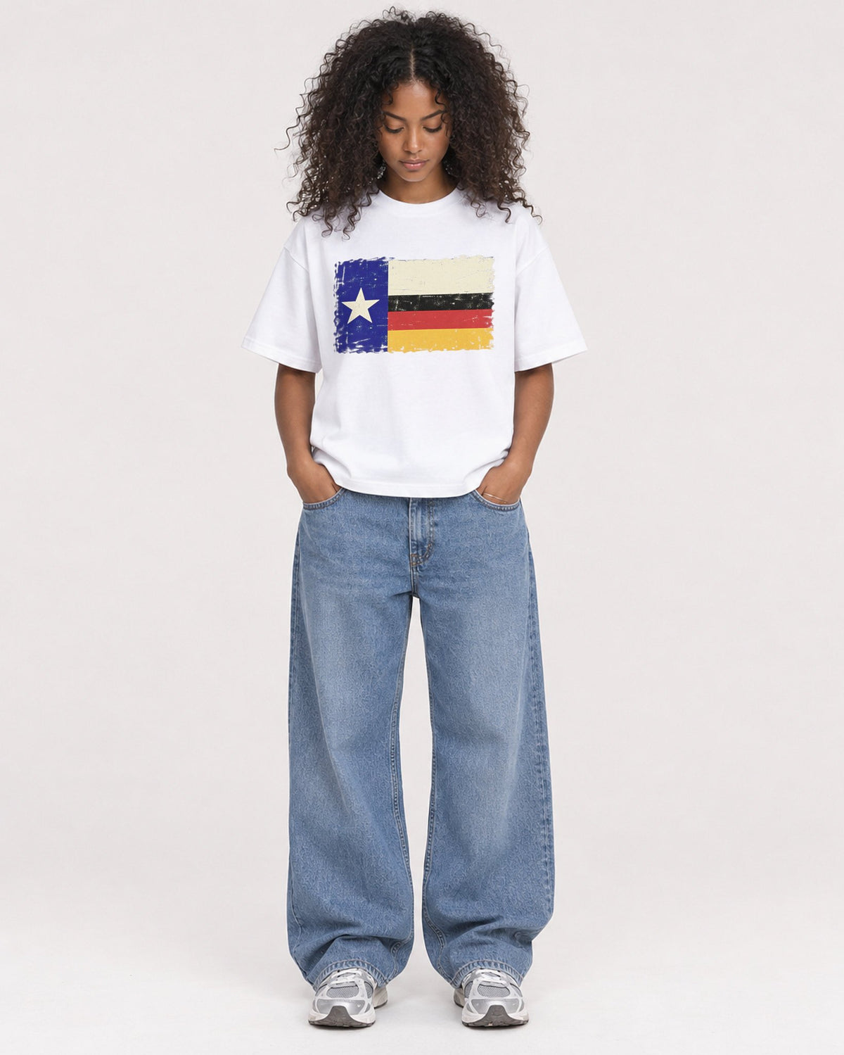 Mockup Boxy Heavyweight Tee White female full-body 05