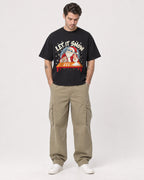 Mockup Boxy Heavyweight Tee Black male full-body 48