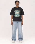Mockup Boxy Heavyweight Tee Black male full-body 05