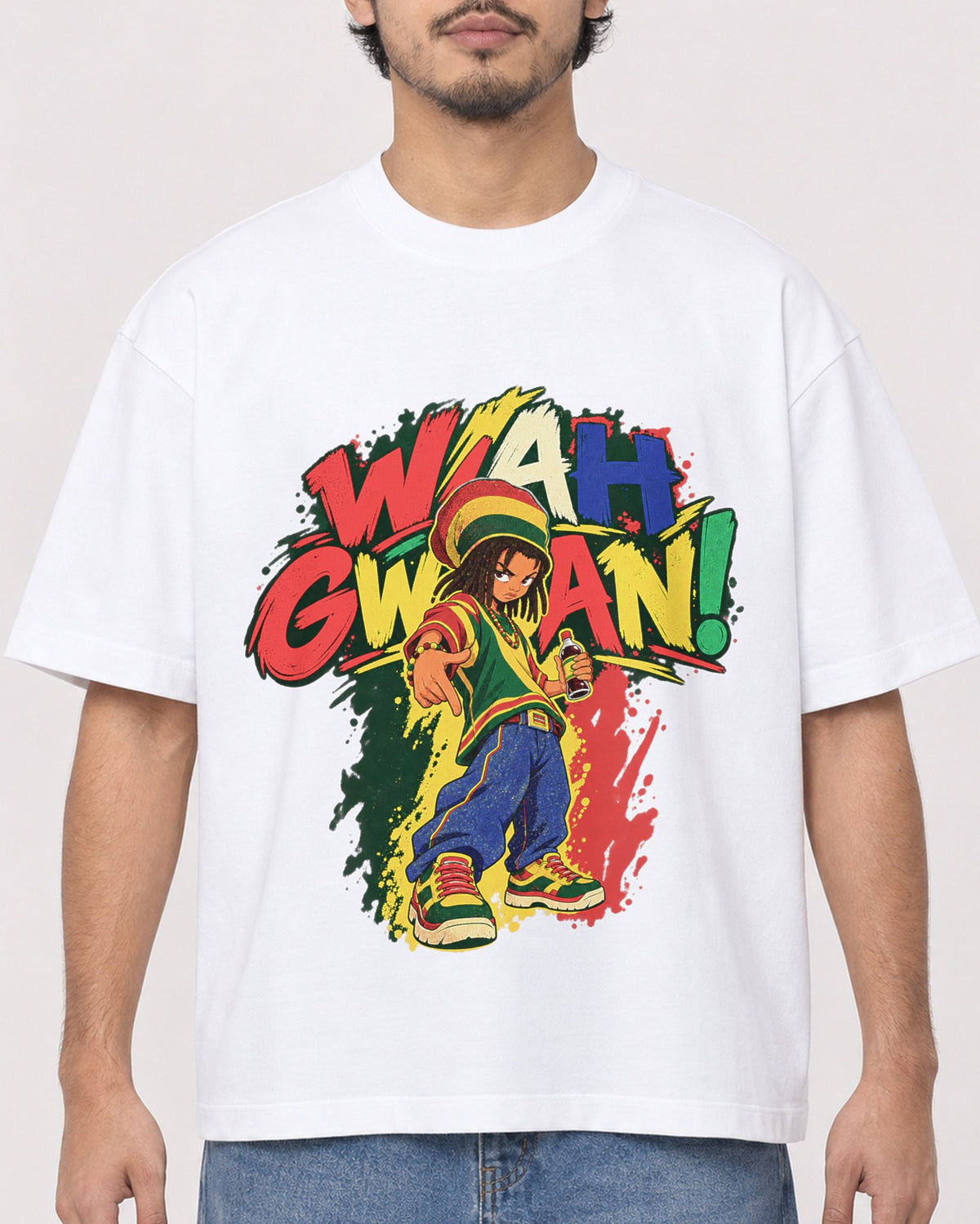 Mockup Boxy Heavyweight Tee White male close-up 02