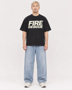 Mockup Boxy Heavyweight Tee Black male full-body 33