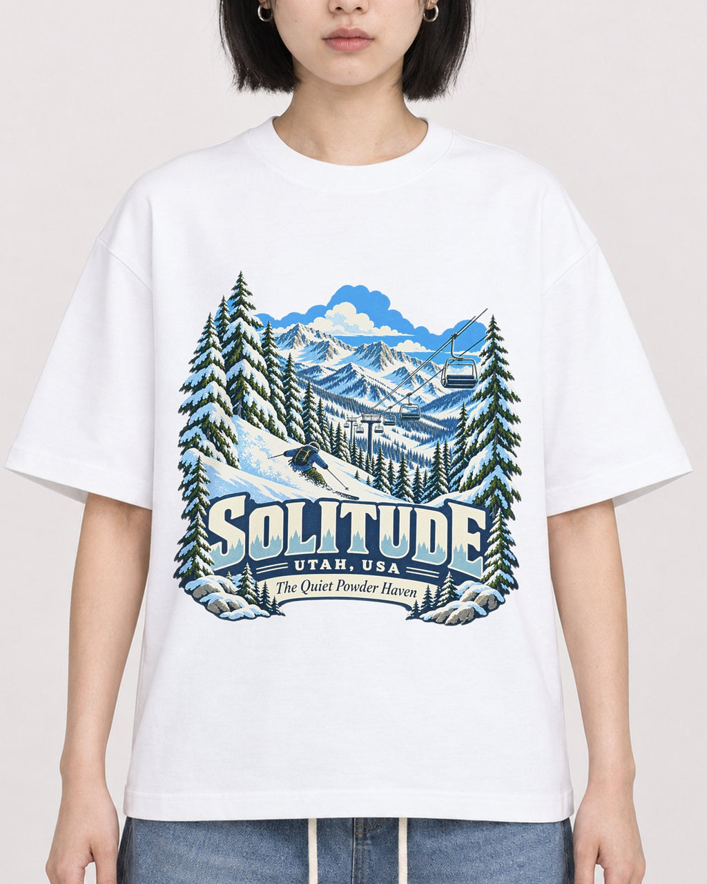 Mockup Boxy Heavyweight Tee White female close-up 11