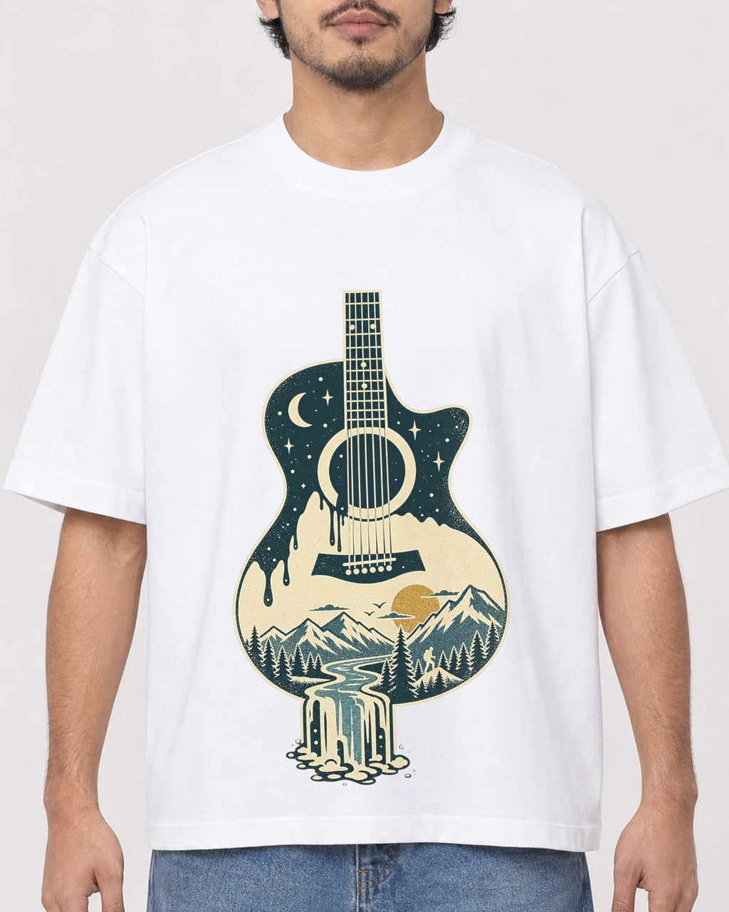 Mockup Boxy Heavyweight Tee White male close-up 02