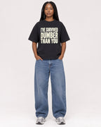 Mockup Boxy Heavyweight Tee Black female full-body 04