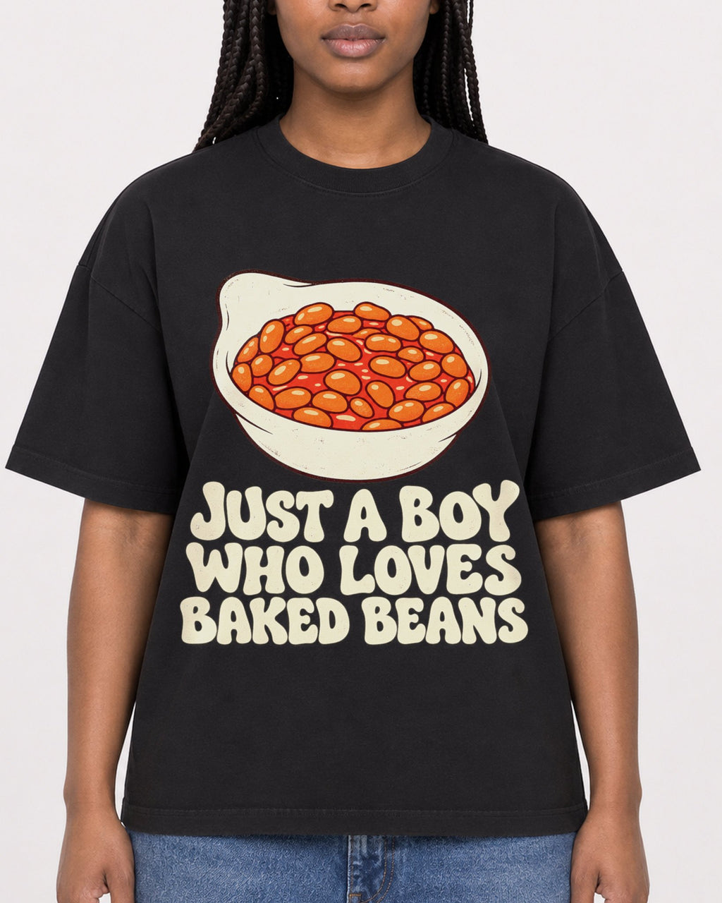 Mockup Boxy Heavyweight Tee Black female close-up 04