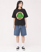 Mockup Boxy Heavyweight Tee Black female full-body 01