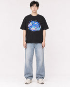 Mockup Boxy Heavyweight Tee Black male full-body 01