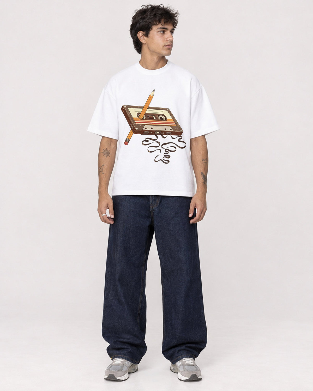 Mockup Boxy Heavyweight Tee White male full-body 06