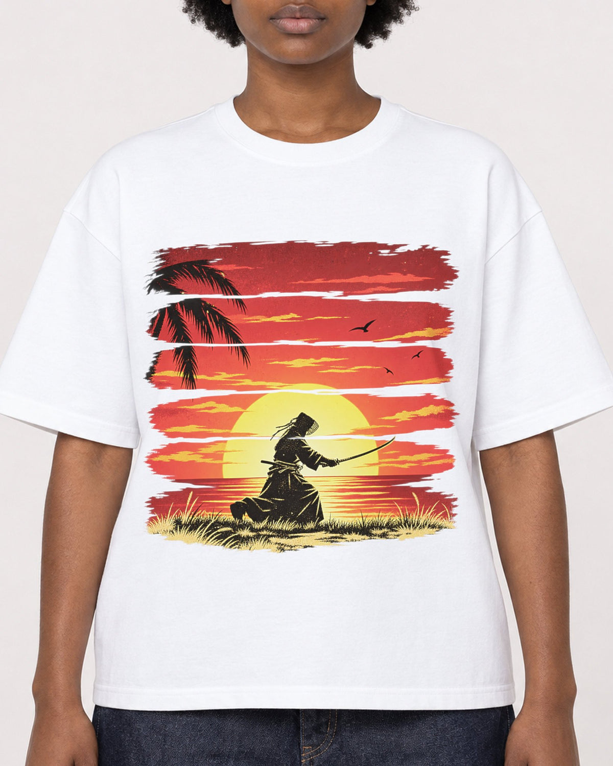 Mockup Boxy Heavyweight Tee White female close-up 14