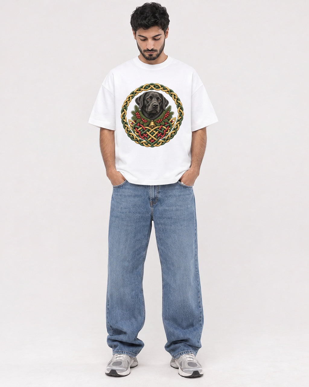 Mockup Boxy Heavyweight Tee White male full-body 07
