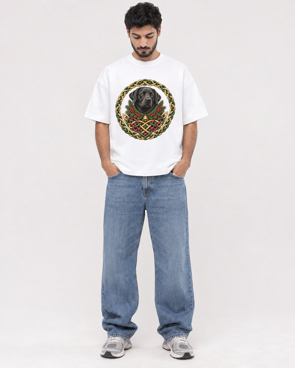 Mockup Boxy Heavyweight Tee White male full-body 07