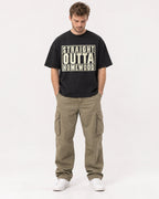 Mockup Boxy Heavyweight Tee Black male full-body 08