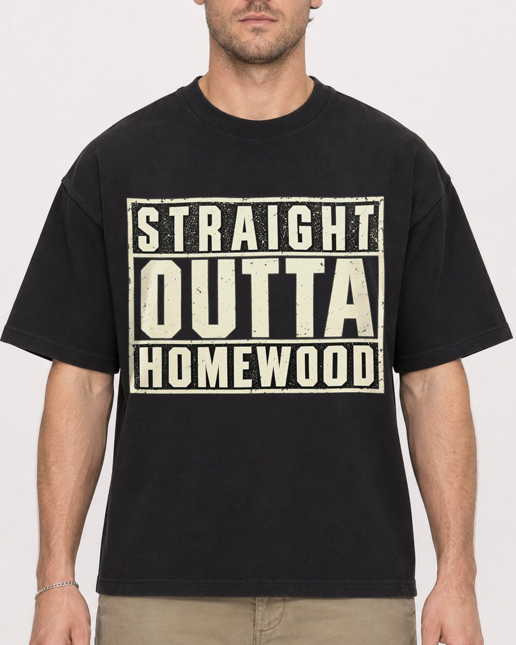 Mockup Boxy Heavyweight Tee Black male close-up 08