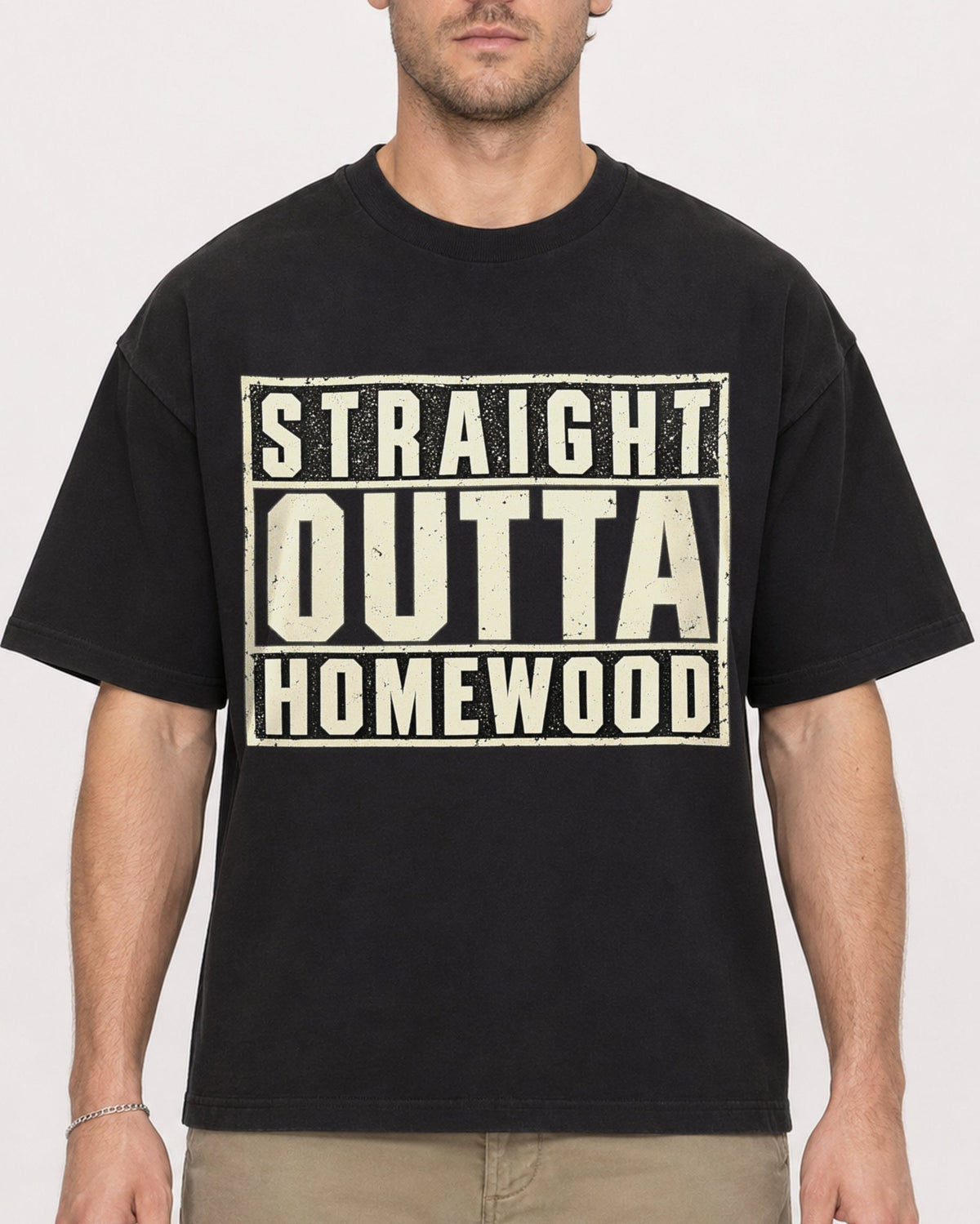 Mockup Boxy Heavyweight Tee Black male close-up 08