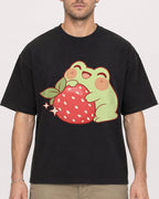 Mockup Boxy Heavyweight Tee Black male close-up 08