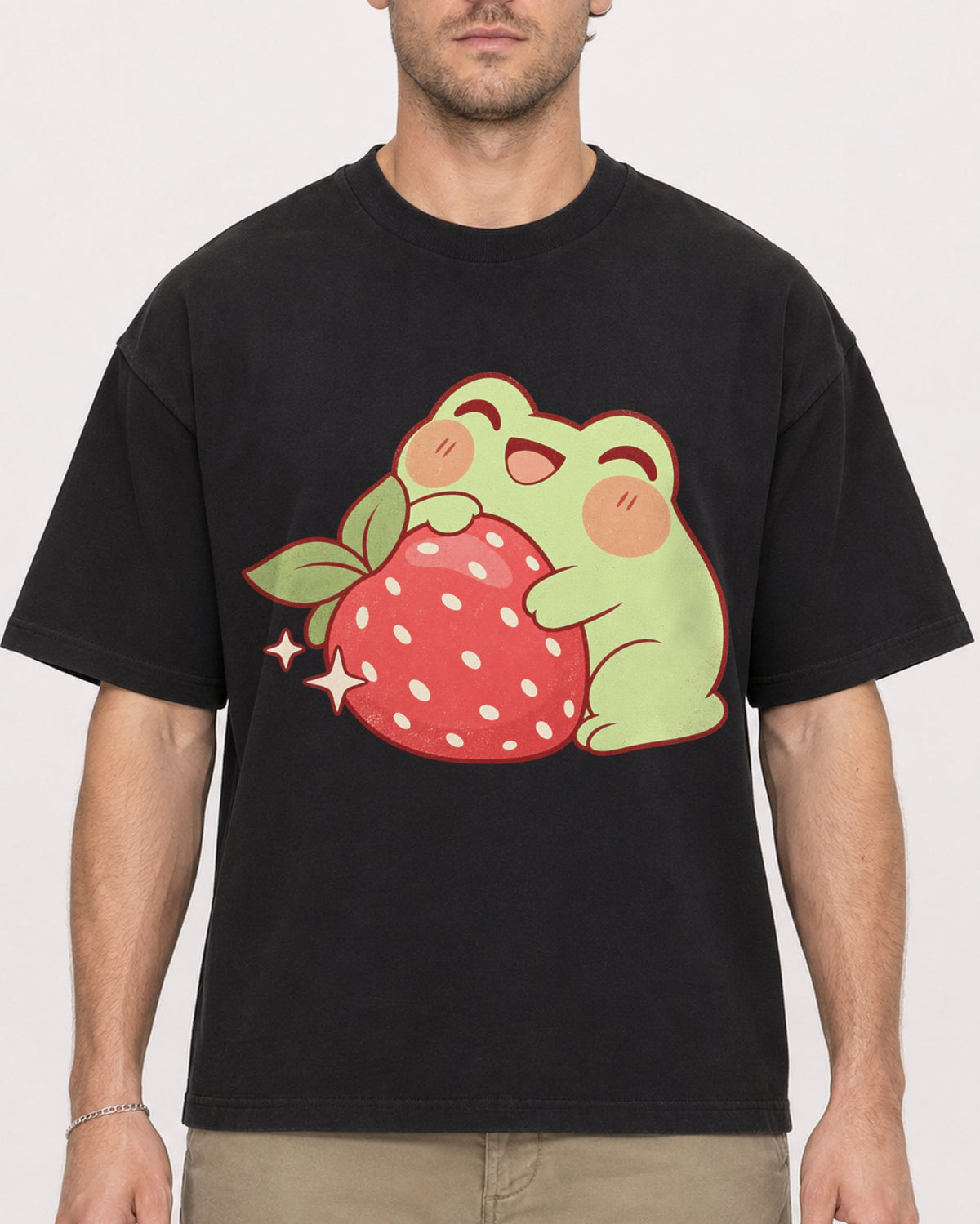 Mockup Boxy Heavyweight Tee Black male close-up 08