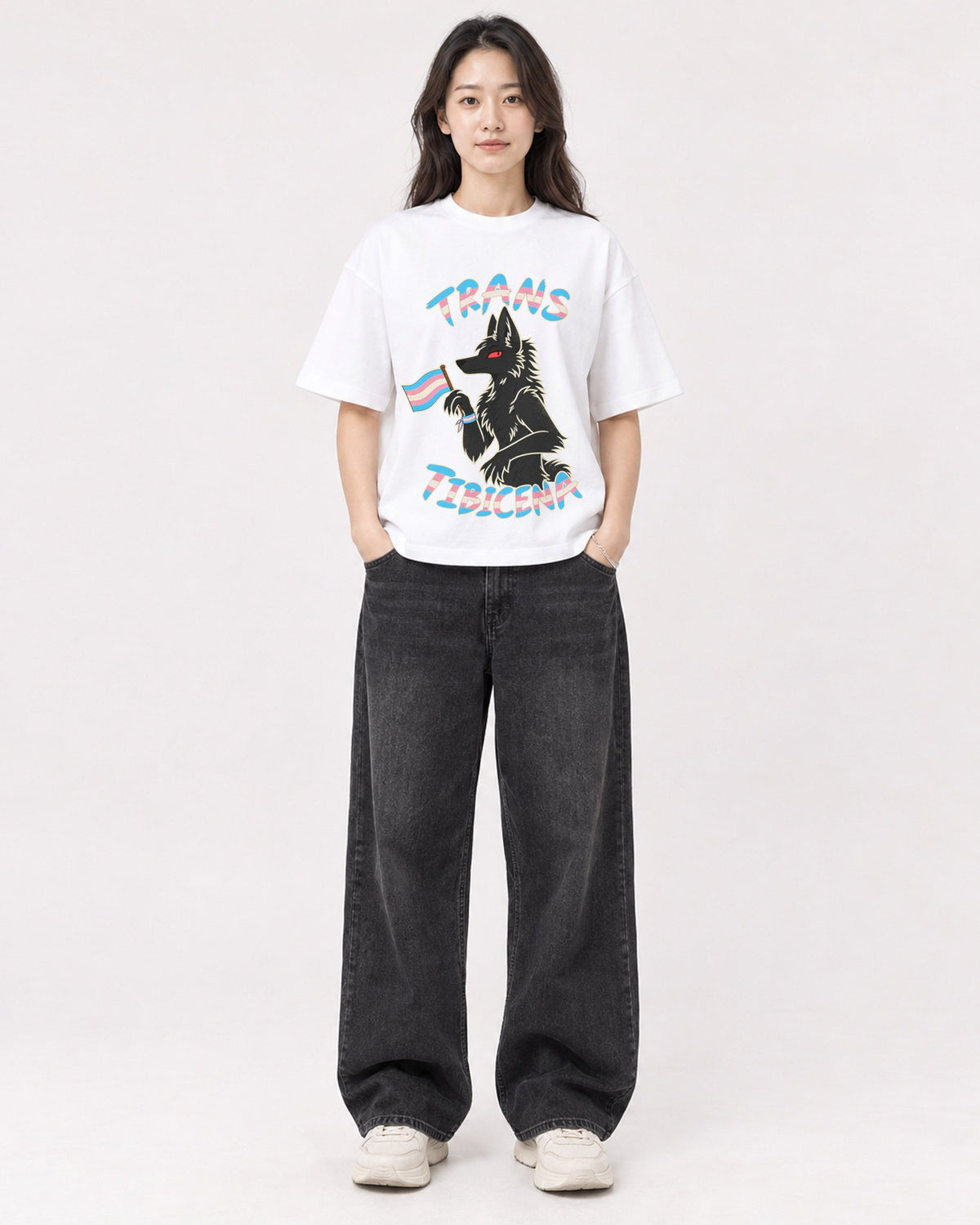 Mockup Boxy Heavyweight Tee White female full-body 03