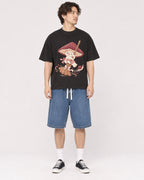 Mockup Boxy Heavyweight Tee Black male full-body 03