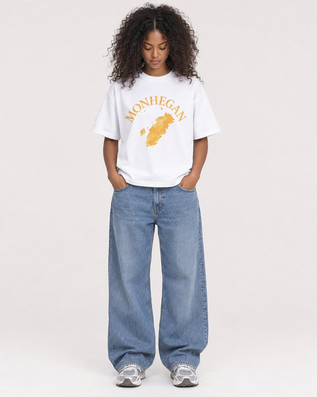 Mockup Boxy Heavyweight Tee White female full-body 05