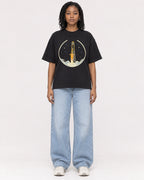Mockup Boxy Heavyweight Tee Black female full-body 15