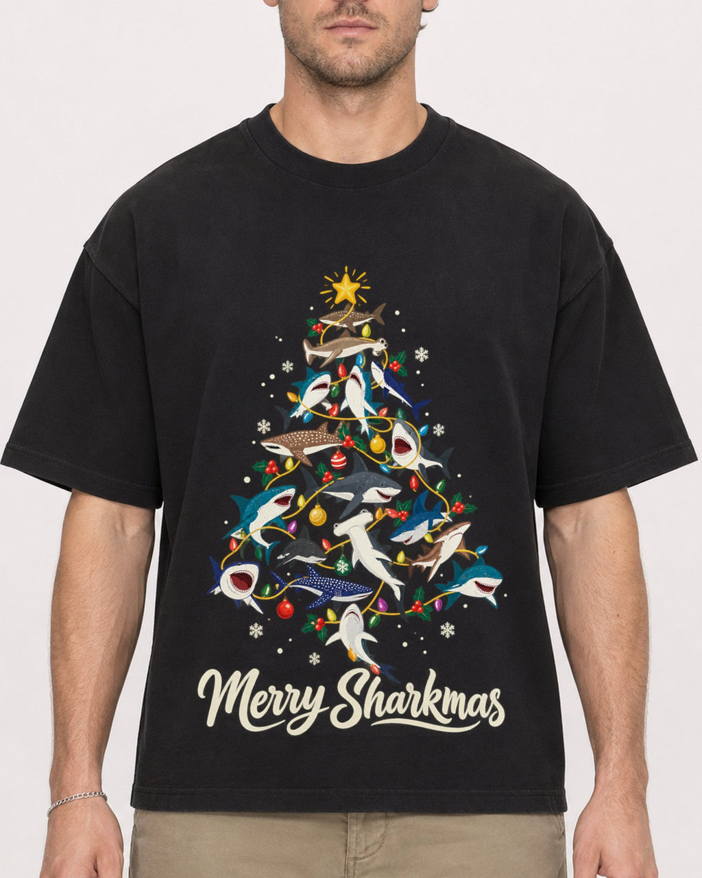 Mockup Boxy Heavyweight Tee Black male close-up 08