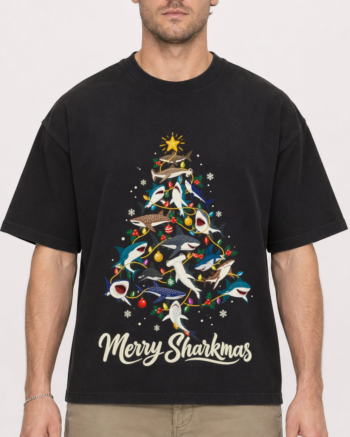 Mockup Boxy Heavyweight Tee Black male close-up 08