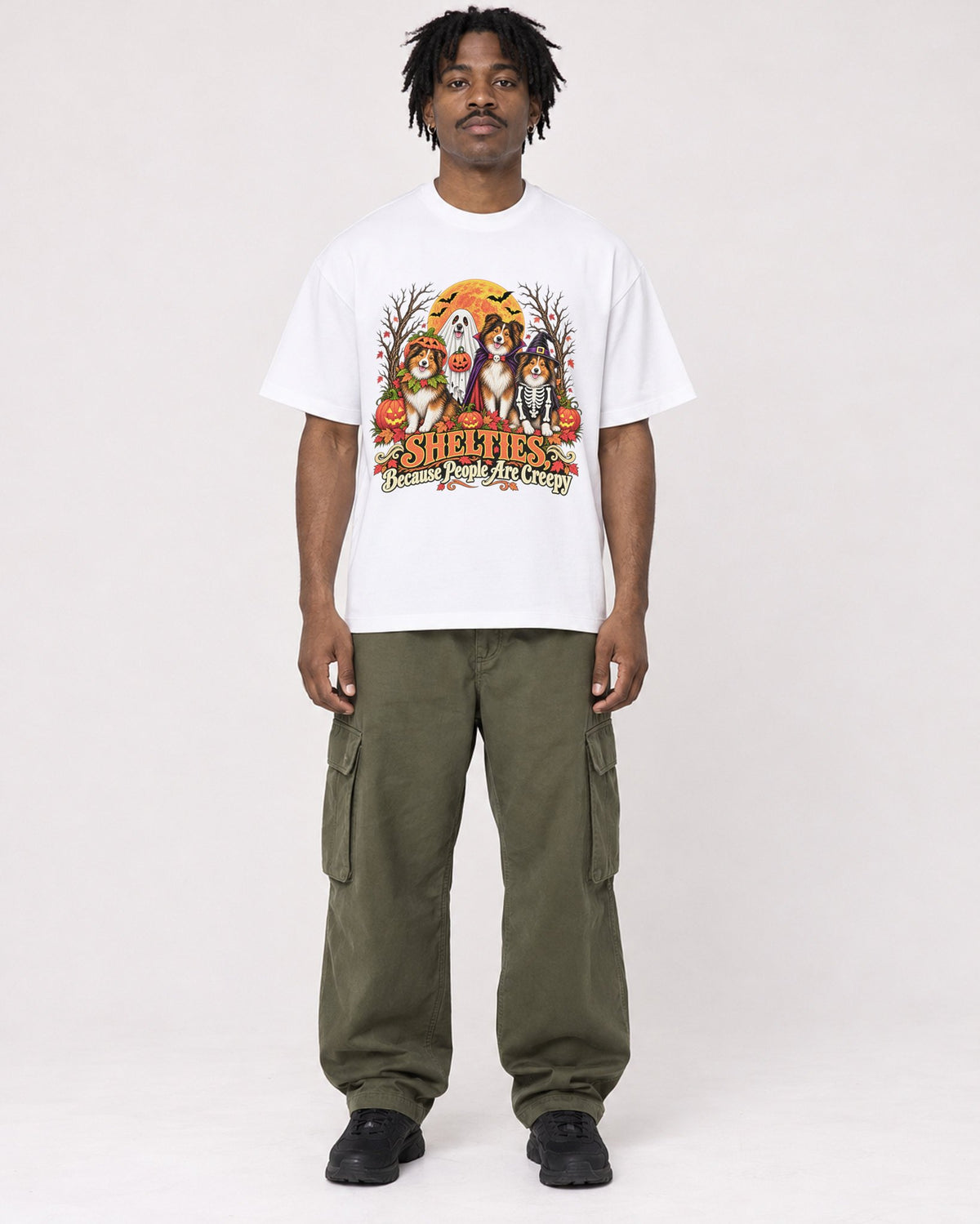 Mockup Boxy Heavyweight Tee White male full-body 04
