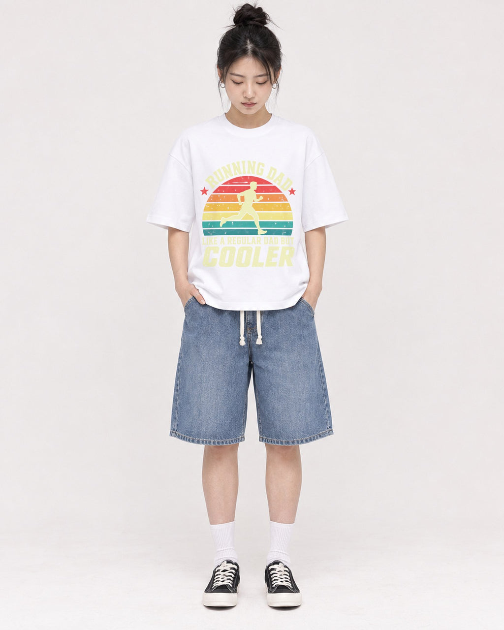 Mockup Boxy Heavyweight Tee White female full-body 41