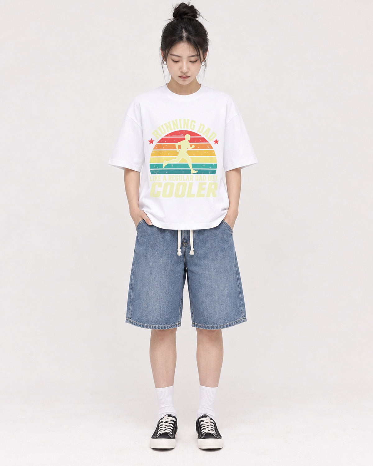 Mockup Boxy Heavyweight Tee White female full-body 41