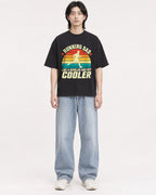 Mockup Boxy Heavyweight Tee Black male full-body 41