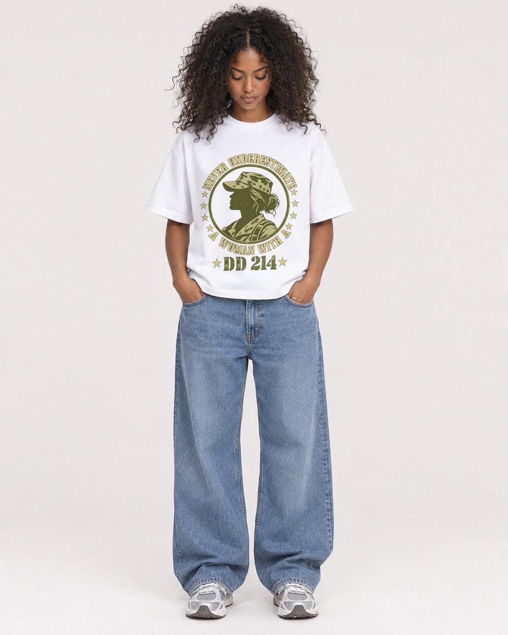 Mockup Boxy Heavyweight Tee White female full-body 05