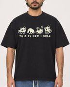 Mockup Boxy Heavyweight Tee Black male close-up 47