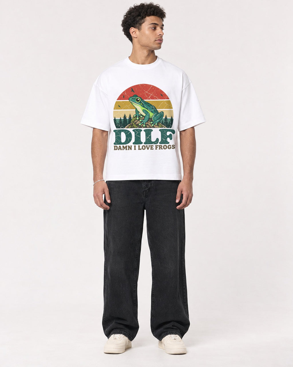 Mockup Boxy Heavyweight Tee White male full-body 10