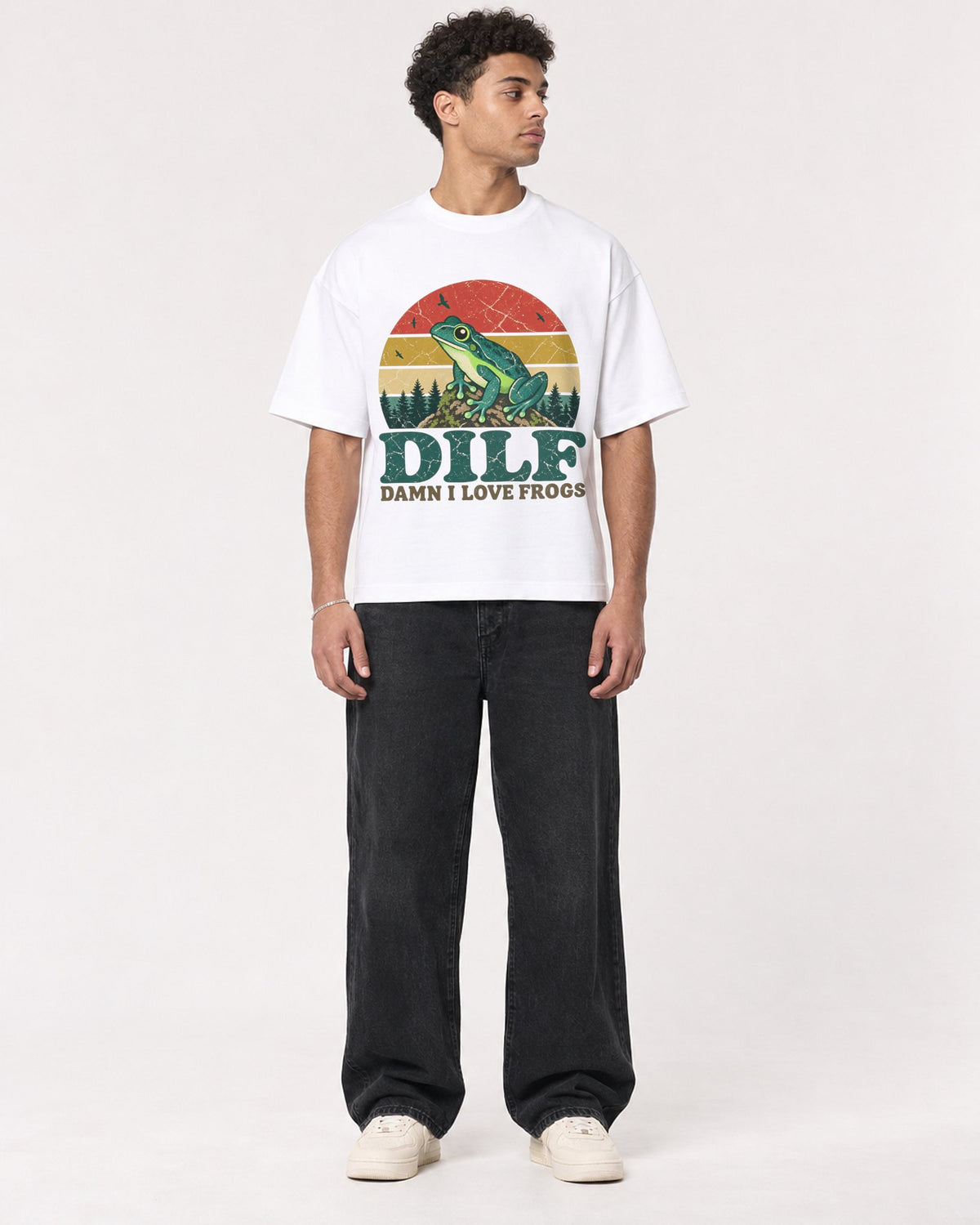 Mockup Boxy Heavyweight Tee White male full-body 10