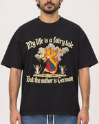 Mockup Boxy Heavyweight Tee Black male close-up 47